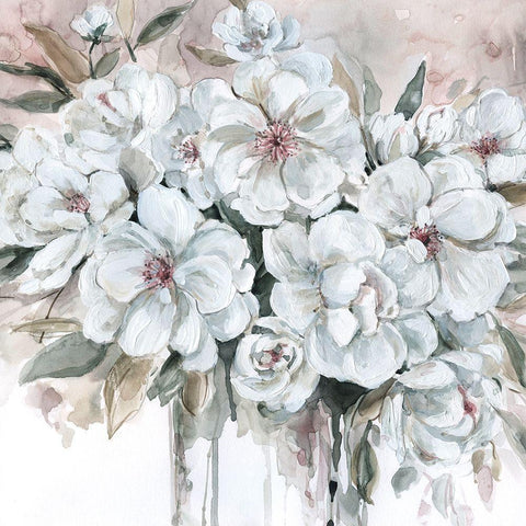 Blushing Bouquet White Modern Wood Framed Art Print by Robinson, Carol