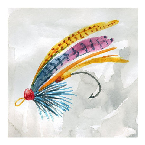 Fly Hook III Black Modern Wood Framed Art Print with Double Matting by Robinson, Carol