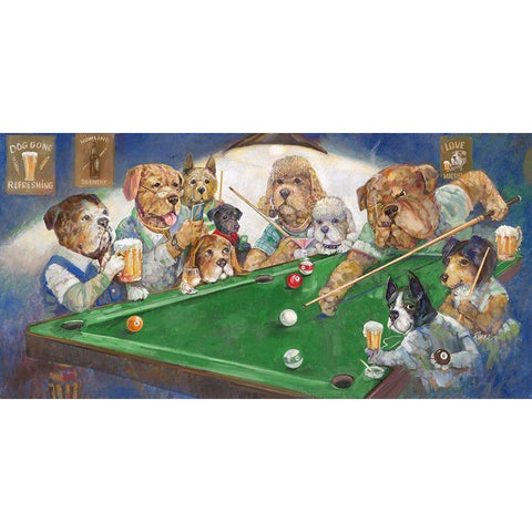 Pool Dogs Black Modern Wood Framed Art Print with Double Matting by Manning, Ruane