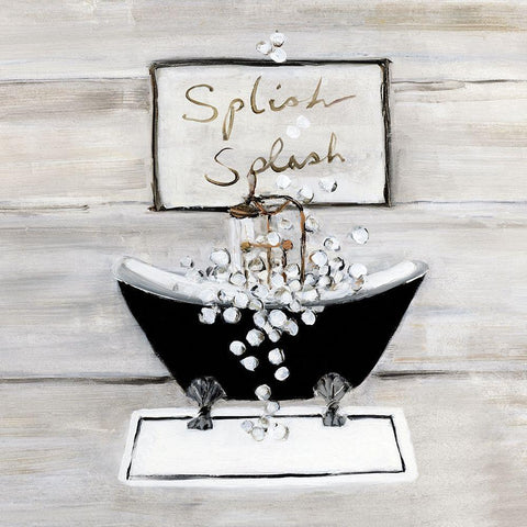 Splish Splash Black Ornate Wood Framed Art Print with Double Matting by Swatland, Sally