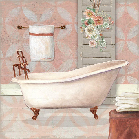 Blushing Bath I White Modern Wood Framed Art Print with Double Matting by Robinson, Carol