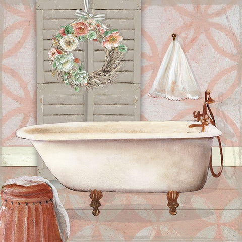 Blushing Bath II Black Ornate Wood Framed Art Print with Double Matting by Robinson, Carol