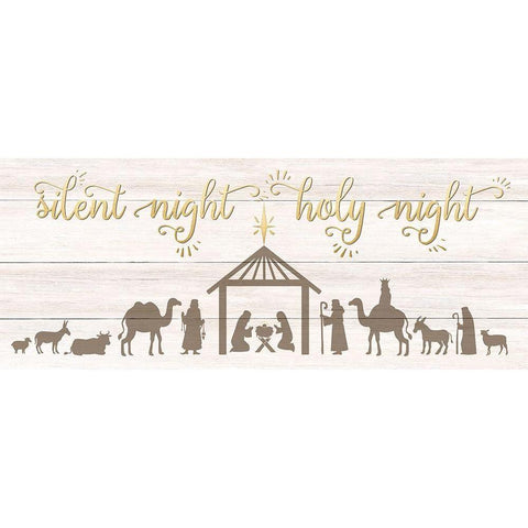 Silent Night Nativity Black Modern Wood Framed Art Print by CAD Designs