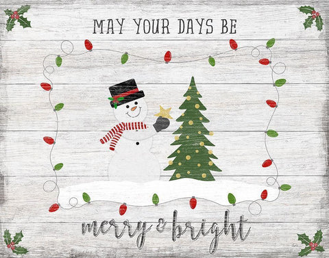Merry and Bright White Modern Wood Framed Art Print with Double Matting by Carpentieri, Natalie