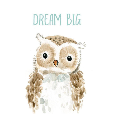 Dream Big Owl Gold Ornate Wood Framed Art Print with Double Matting by Robinson, Carol