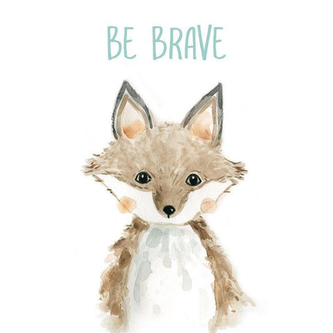 Be Brave Fox Black Modern Wood Framed Art Print with Double Matting by Robinson, Carol