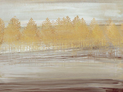 Golden Forest Black Ornate Wood Framed Art Print with Double Matting by Jill, Susan