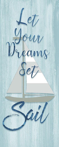 Dreams Set Sail White Modern Wood Framed Art Print with Double Matting by CAD Designs