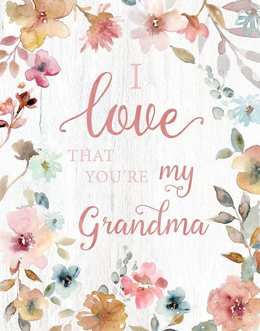 Love Grandma White Modern Wood Framed Art Print with Double Matting by Robinson, Carol