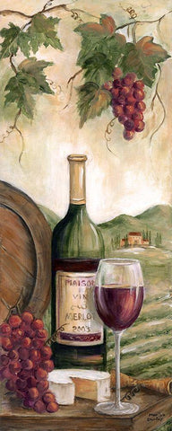 Wine Country Red Black Ornate Wood Framed Art Print with Double Matting by Dunlap, Marilyn