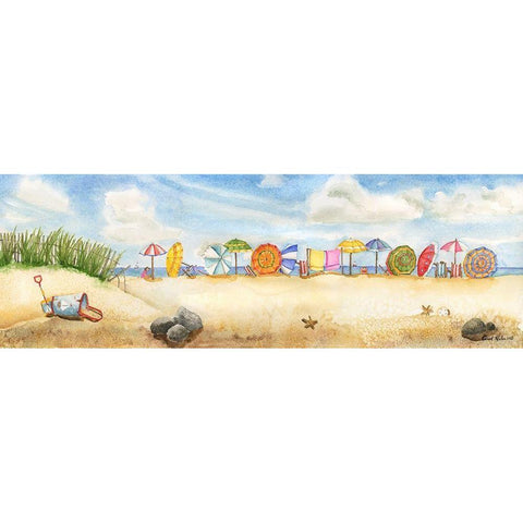 Building Sand Castles White Modern Wood Framed Art Print by Halm, Carol