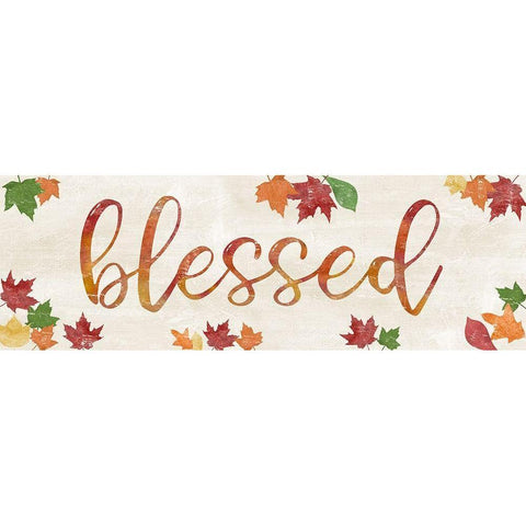 Blessed Leaves Black Modern Wood Framed Art Print with Double Matting by CAD Designs