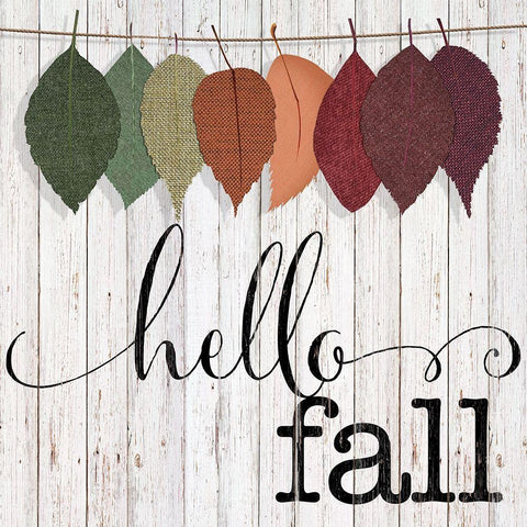 Hello Fall Black Modern Wood Framed Art Print by CAD Designs