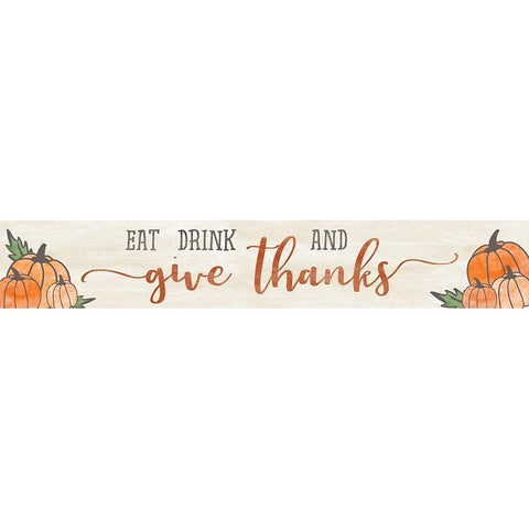 Eat Drink Thanks Black Modern Wood Framed Art Print by CAD Designs