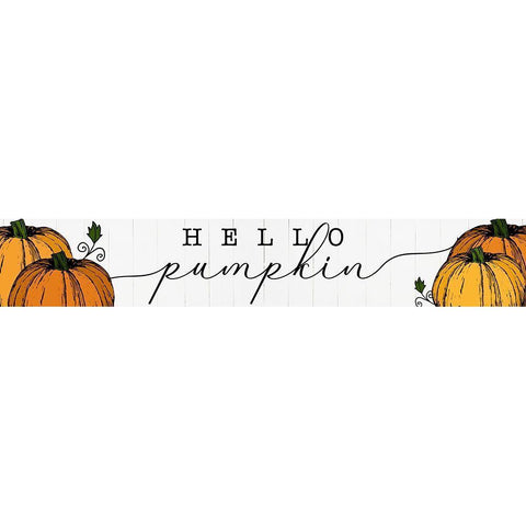 Hello Pumpkin White Modern Wood Framed Art Print by CAD Designs