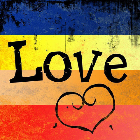 Grunge Love White Modern Wood Framed Art Print with Double Matting by Santiago, Daniela