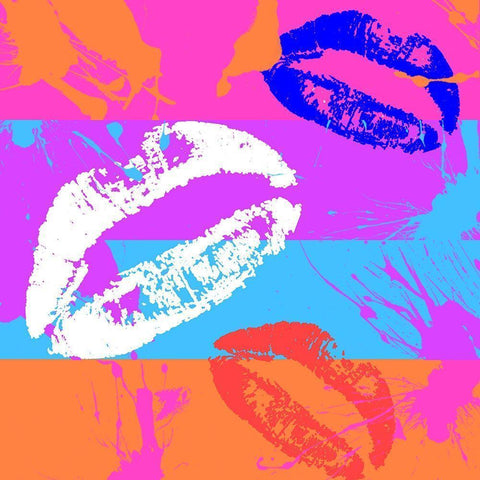 Kiss Black Modern Wood Framed Art Print with Double Matting by Santiago, Daniela