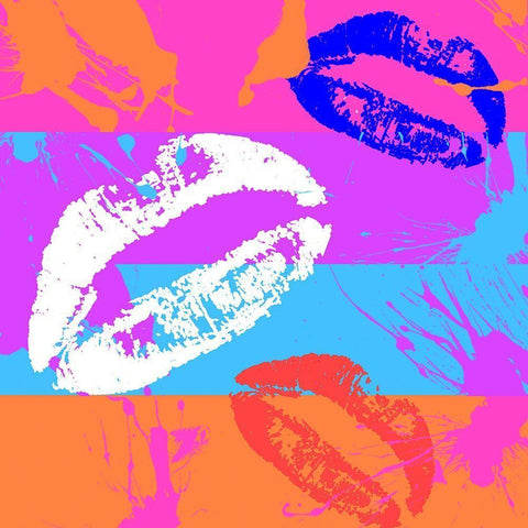 Kiss White Modern Wood Framed Art Print with Double Matting by Santiago, Daniela