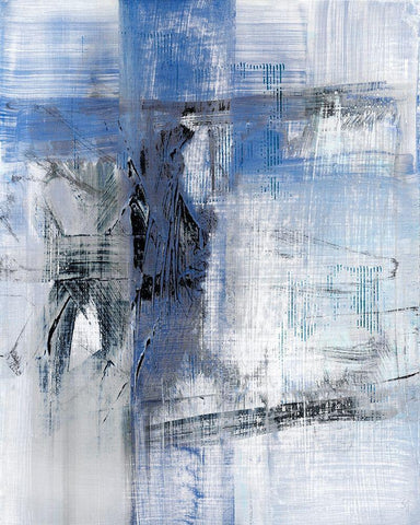 Reflections in Indigo White Modern Wood Framed Art Print with Double Matting by Jill, Susan