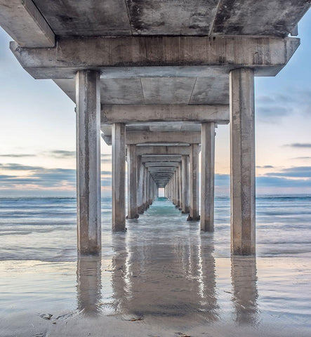 Scripps Pier White Modern Wood Framed Art Print with Double Matting by Tilley, Rob