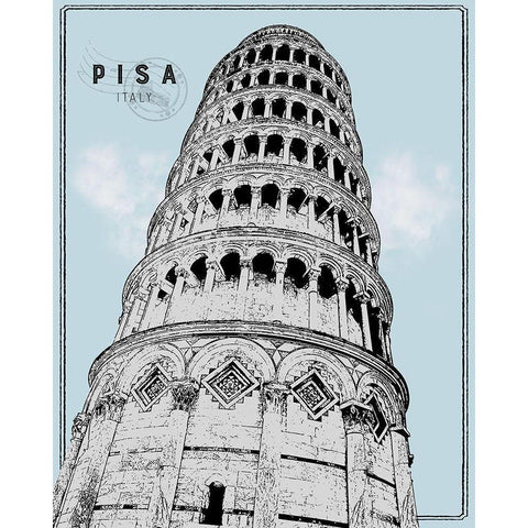 Mid Modern Pisa Black Modern Wood Framed Art Print with Double Matting by Carpentieri, Natalie