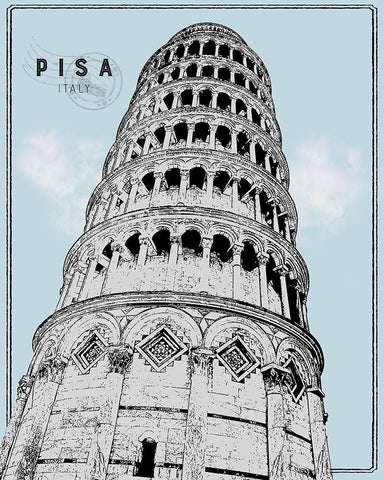 Mid Modern Pisa White Modern Wood Framed Art Print with Double Matting by Carpentieri, Natalie