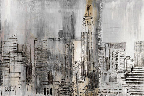 Empire Twilight Detail White Modern Wood Framed Art Print with Double Matting by Jill, Susan