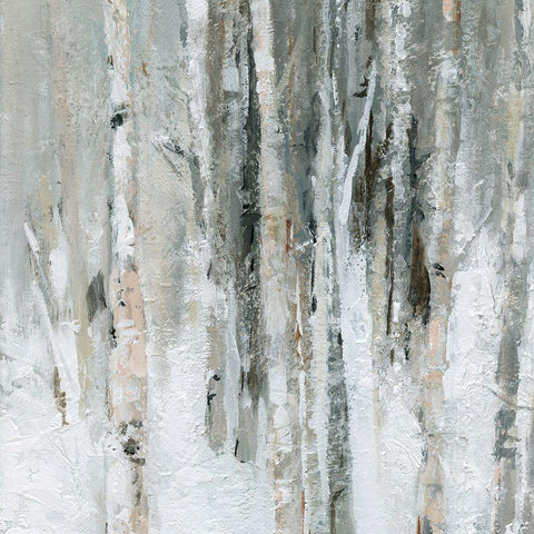 Birch Blush I White Modern Wood Framed Art Print with Double Matting by Robinson, Carol