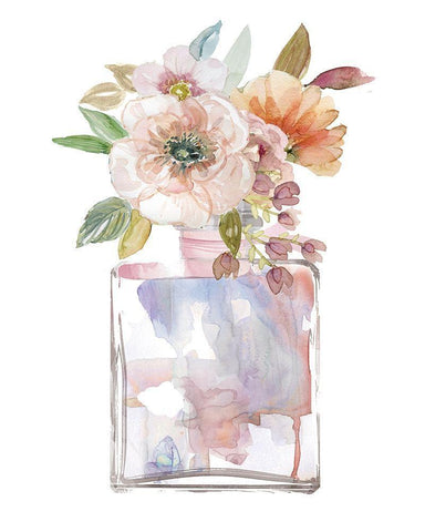 Mini Bouquet II White Modern Wood Framed Art Print with Double Matting by Robinson, Carol