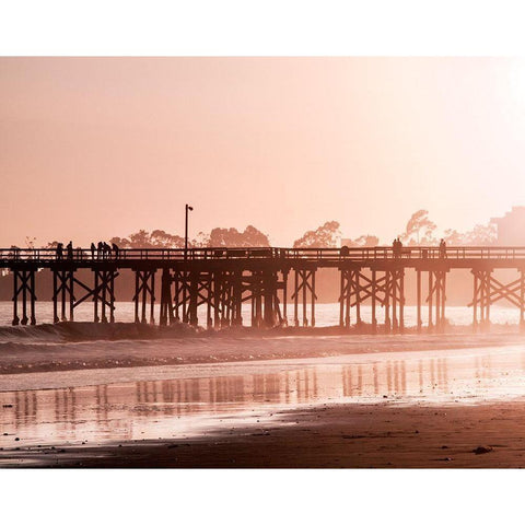 Pier at Sunset White Modern Wood Framed Art Print by Jones, Alison