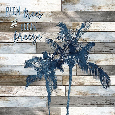 Palm Trees and Ocean Breeze Black Modern Wood Framed Art Print with Double Matting by Carpentieri, Natalie
