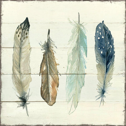 Shiplap Feathers II White Modern Wood Framed Art Print with Double Matting by Robinson, Carol