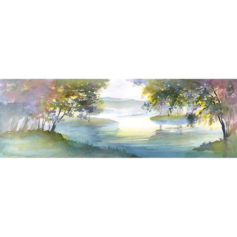 Meandering Lake I Black Modern Wood Framed Art Print with Double Matting by Troise Heidel, Theresa