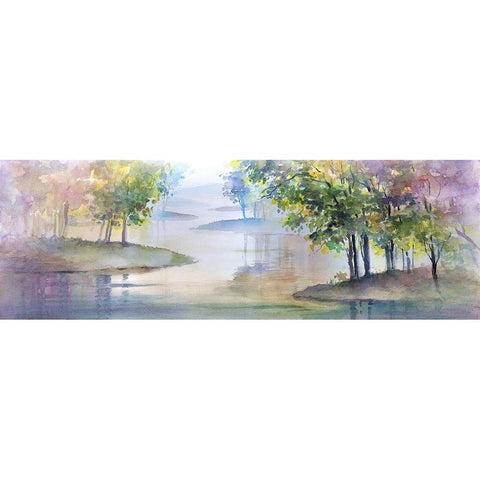 Meandering Lake II Black Modern Wood Framed Art Print with Double Matting by Troise Heidel, Theresa
