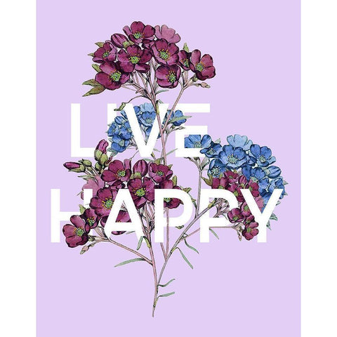 Live Happy White Modern Wood Framed Art Print by Donovan, Kelly