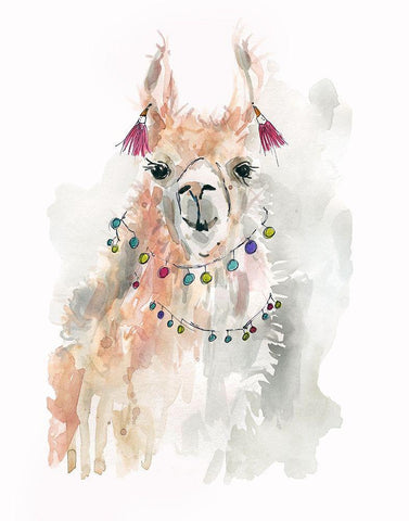 Llama Drama I White Modern Wood Framed Art Print with Double Matting by Robinson, Carol