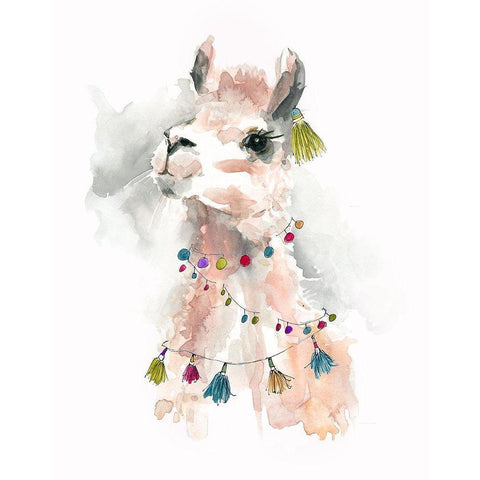 Llama Drama II Black Modern Wood Framed Art Print by Robinson, Carol