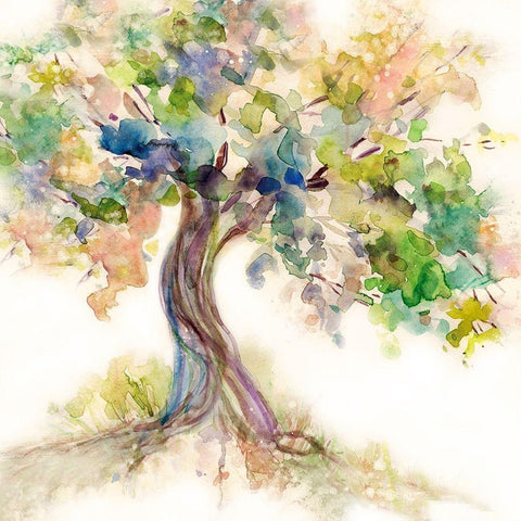 Tree of Life White Modern Wood Framed Art Print with Double Matting by Robinson, Carol