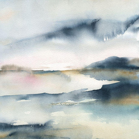 Sunwashed Horizon White Modern Wood Framed Art Print with Double Matting by Robinson, Carol