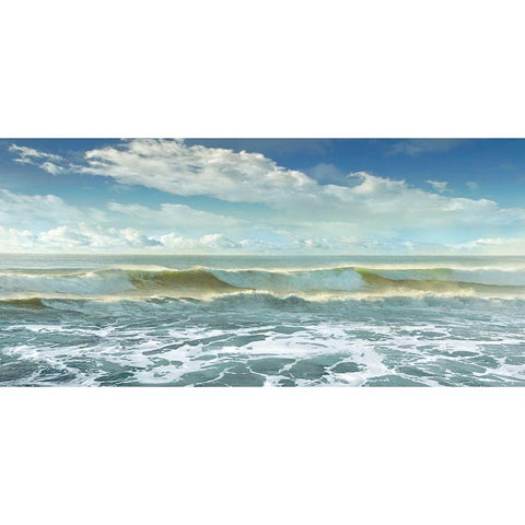 Surf Is Up Gold Ornate Wood Framed Art Print with Double Matting by Calascibetta, Mike