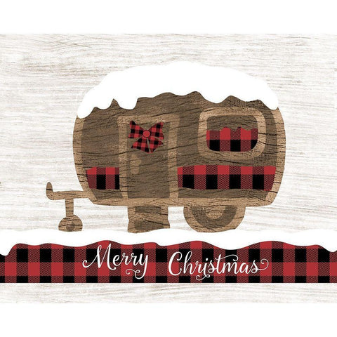 Christmas Camper Black Modern Wood Framed Art Print by CAD Designs