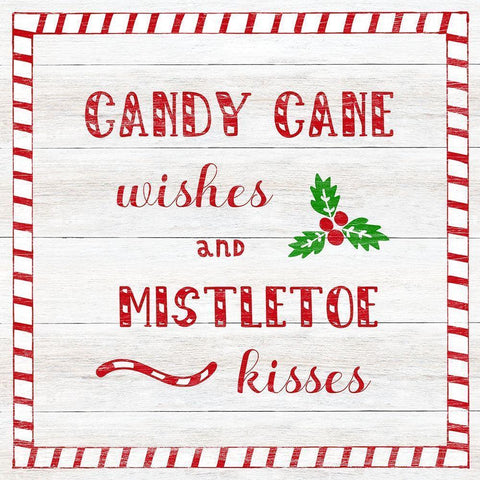 Candy Cane Wishes Black Modern Wood Framed Art Print with Double Matting by CAD Designs