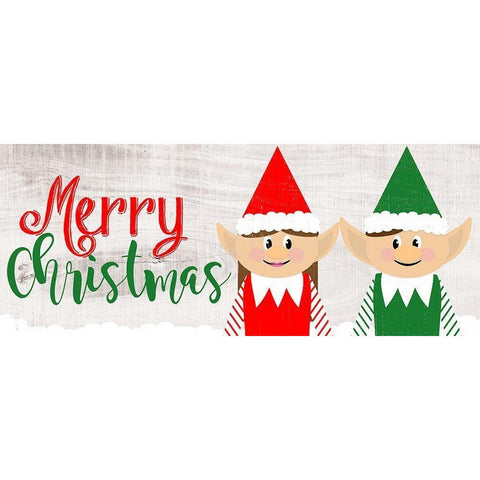 Christmas Elf Couple Gold Ornate Wood Framed Art Print with Double Matting by CAD Designs