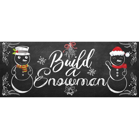 Build a Snowman Black Modern Wood Framed Art Print by Santiago, Daniela
