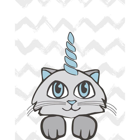 Caticorn II Black Modern Wood Framed Art Print with Double Matting by Murray, Amanda