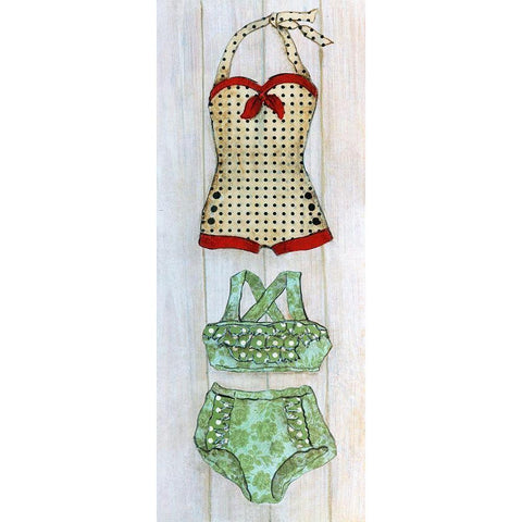 Vintage Bathing Suit - Detail II Black Modern Wood Framed Art Print with Double Matting by Tava Studios