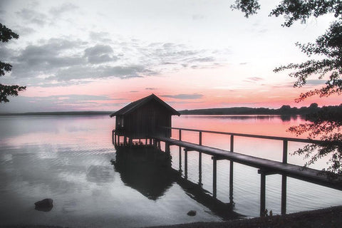 October Sunset White Modern Wood Framed Art Print with Double Matting by Weisz, Irene