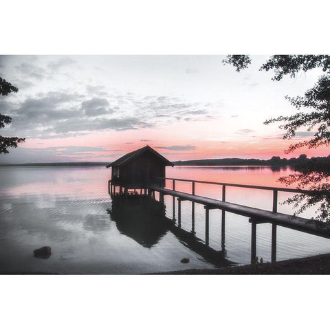 October Sunset Black Modern Wood Framed Art Print by Weisz, Irene