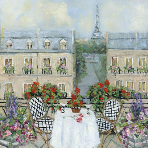 Paris Veranda Black Modern Wood Framed Art Print with Double Matting by Swatland, Sally