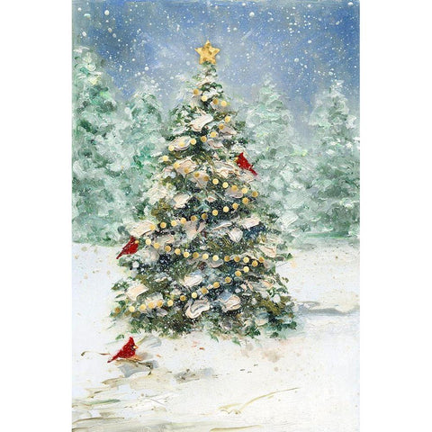 Cardinals and Christmas Black Modern Wood Framed Art Print with Double Matting by Swatland, Sally